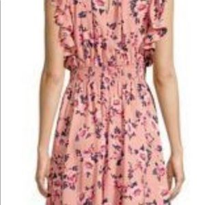 Kate Spade Prairie Rose Ruffle Mockneck Smocked Dress Blush Mauve EUC Size 10